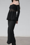 marc le bihan long sleeve off shoulder corset 26944-E21 BLACK